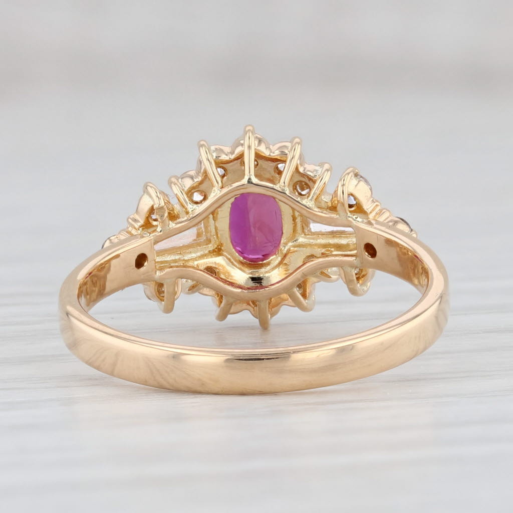 Light Gray 1.19ctw Oval Ruby Diamond Ring 18k Yellow Gold Size 7.5