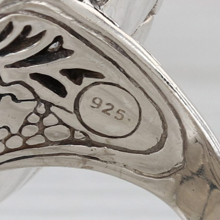 John Hardy Kali Lava White Sapphire Statement Ring Sterling Silver Cocktail