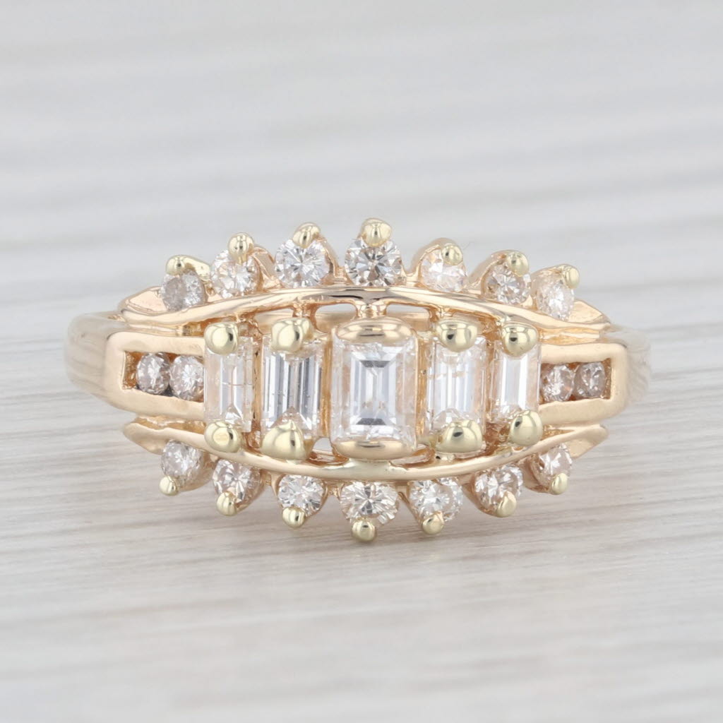 Light Gray 0.73ctw Tiered Baguette Diamond Ring 14k Yellow Gold Size 7