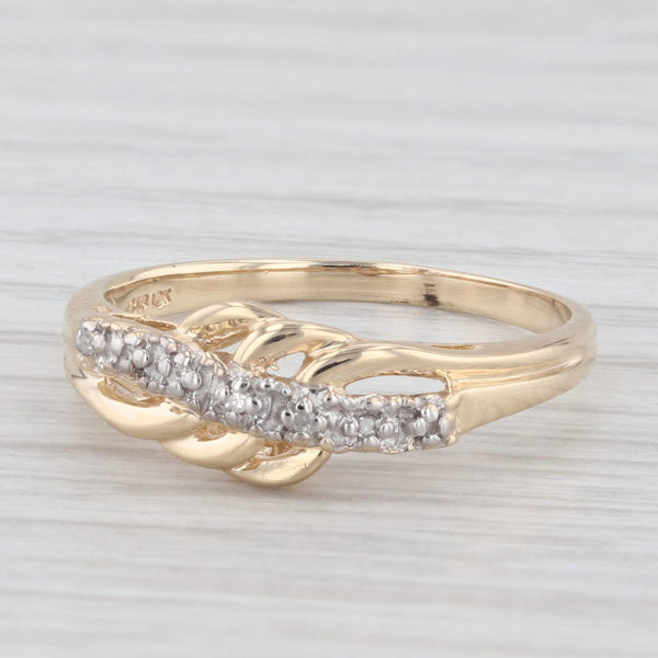 Diamond Accented Overlay Ring 10k Yellow Gold Size 7.25 Band Wedding Stackable