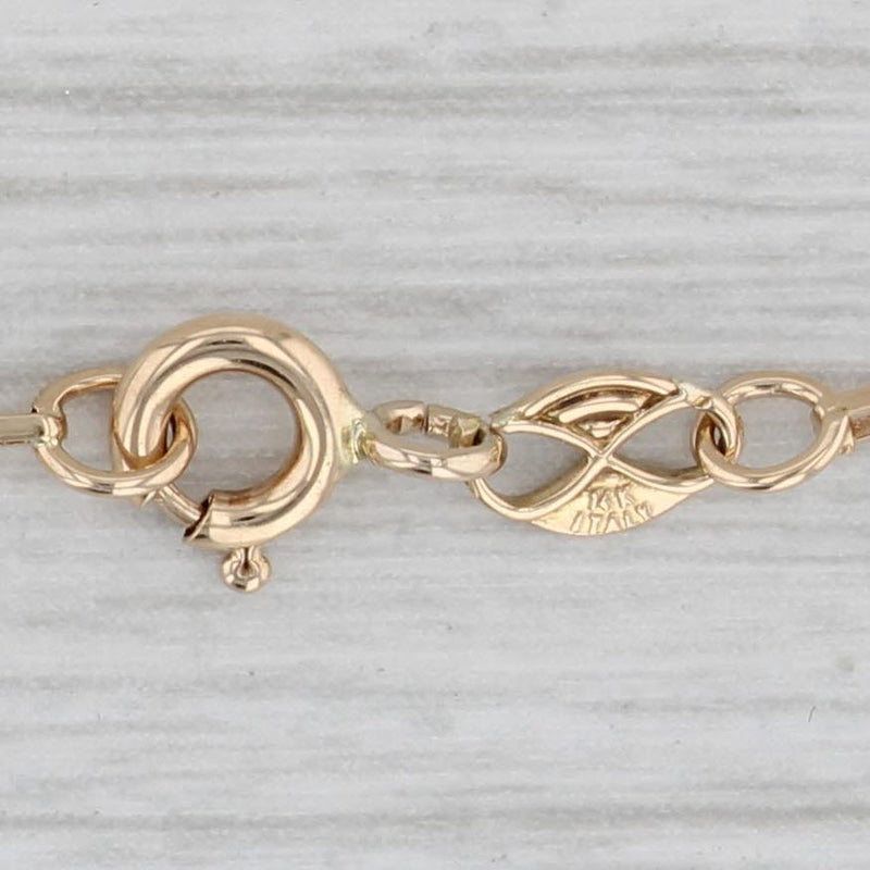 30" Long Elongated Box Chain Necklace 14k Yellow Gold 1.3mm