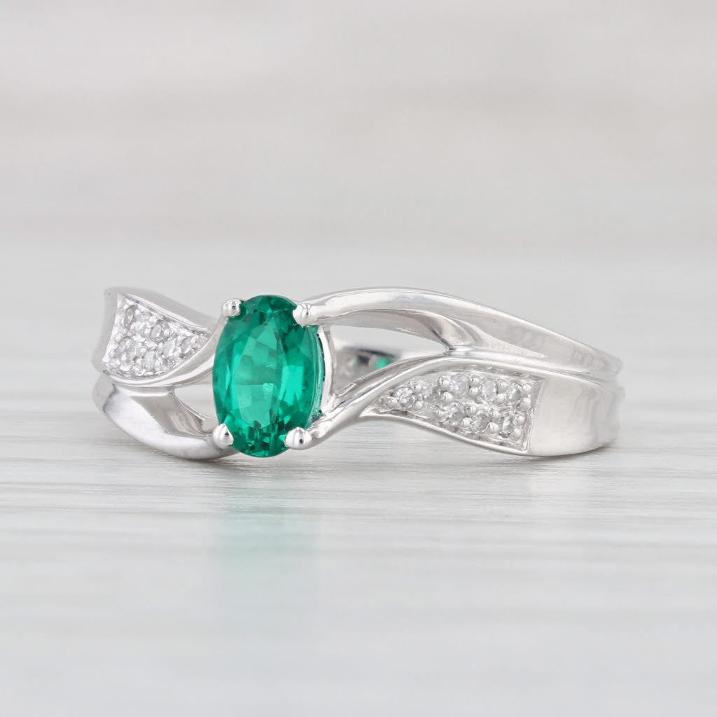 Light Gray 0.56ctw Lab Created Emerald Diamond Ring 10k White Gold Size 6.75 Engagement