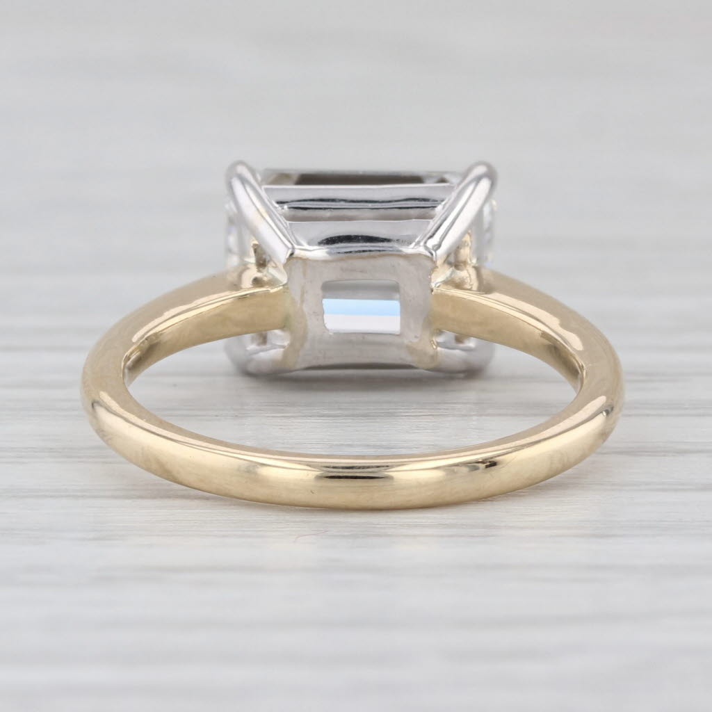 New 4.03ct E VS2 IGI Lab Grown Emerald Cut Diamond Engagement Ring 14k Gold Sz 7