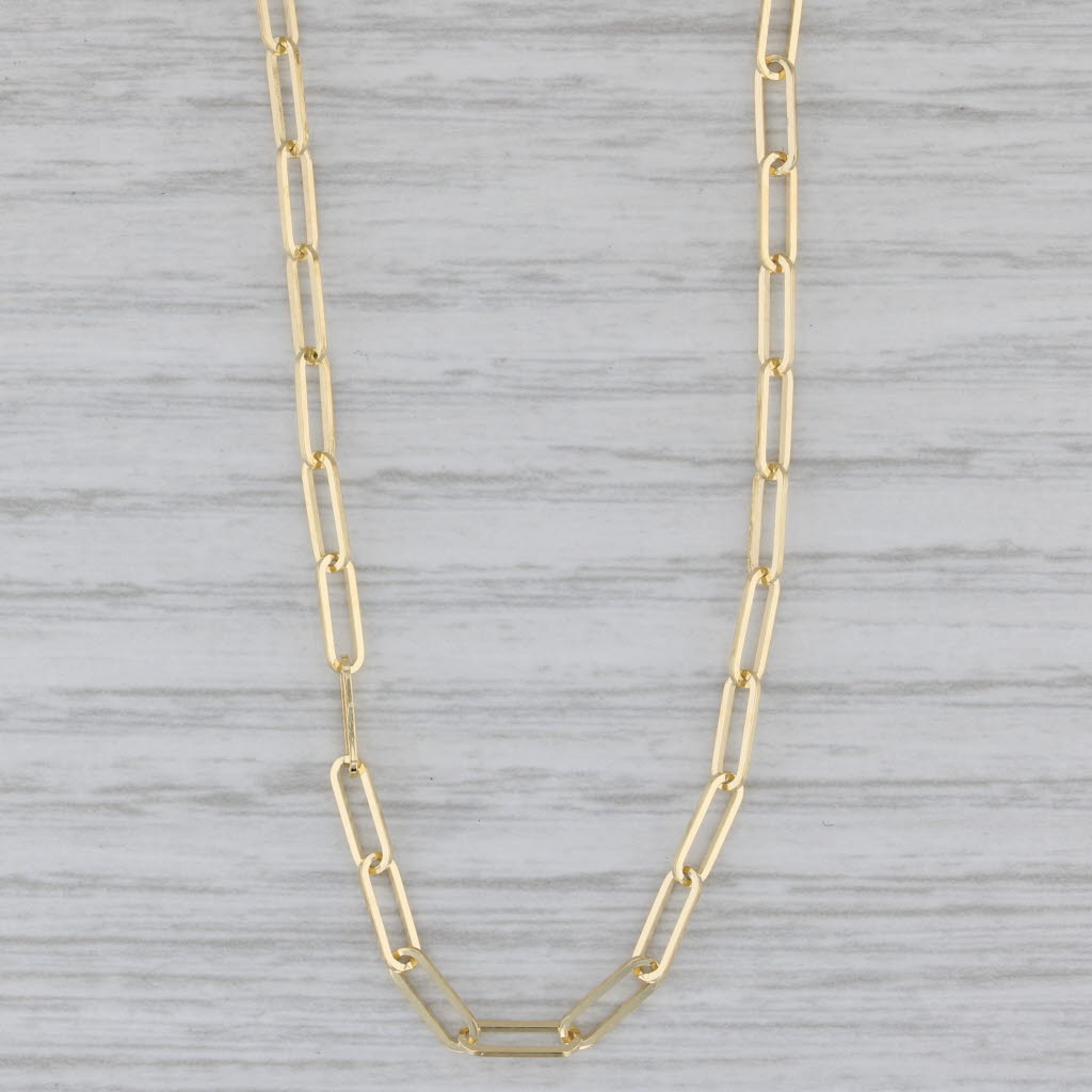 Gray New Paper Clip Cable Chain Necklace 14k Yellow Gold 18" 4.1mm