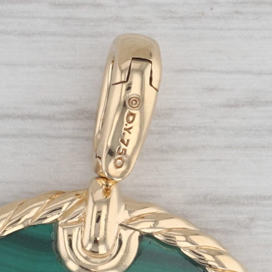 Gray David Yurman Green Malachite Elements Disc Pendant 18k Yellow Gold Clip Bail