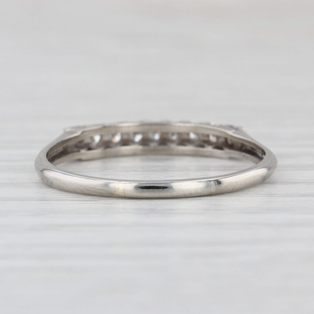 Vintage 0.10ctw Diamond Wedding Band 14k White Gold Stackable Ring Size 8.75