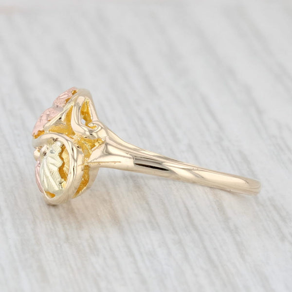 J Co Black Hills Gold Leaf Ring 10k 12k Yellow Rose Green Size 7