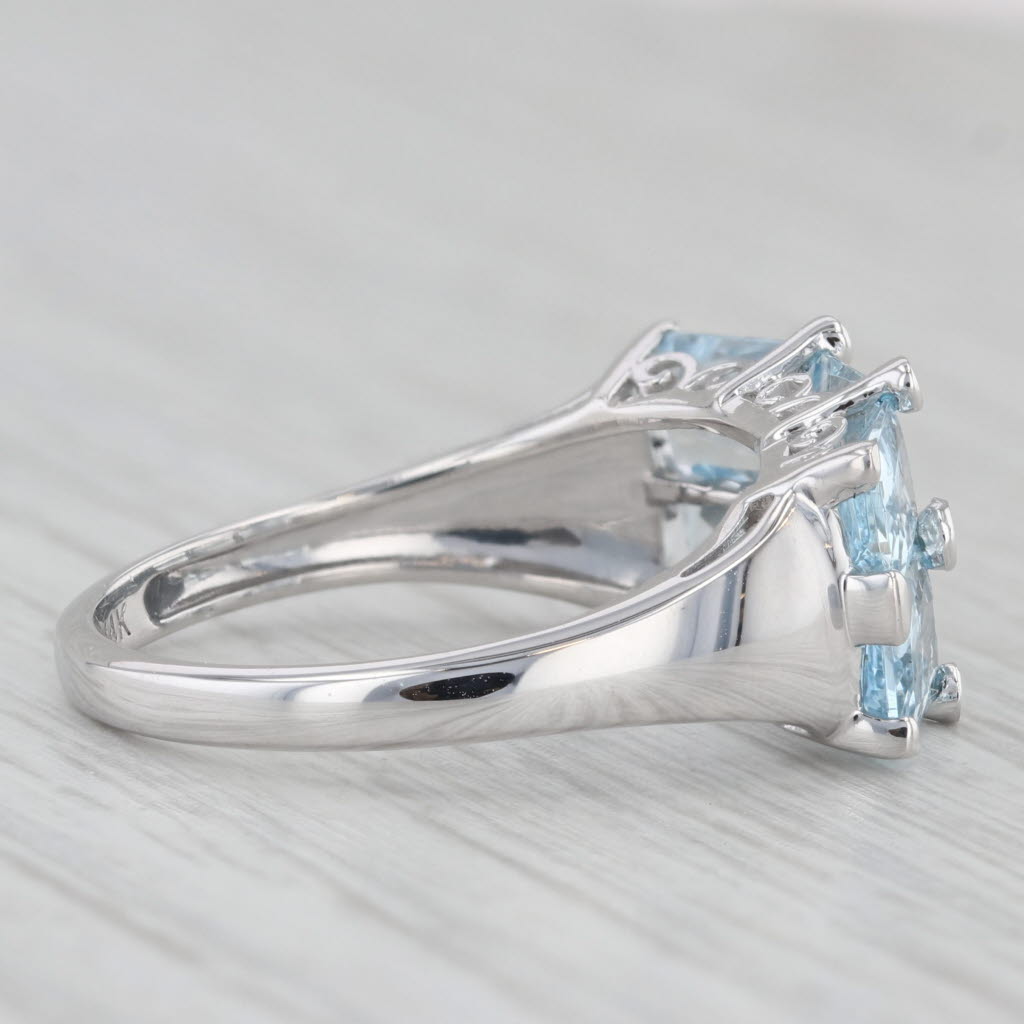 Gray 3.03ctw Aquamarine Diamond Ring 14k White Gold Size 7.25
