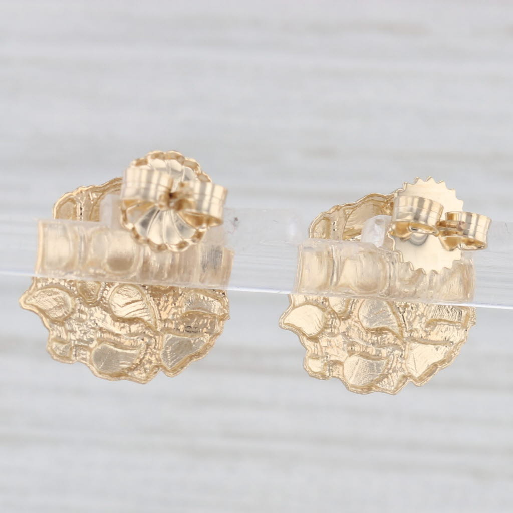 Light Gray Gold Nugget Stud Earrings 10k Yellow Gold