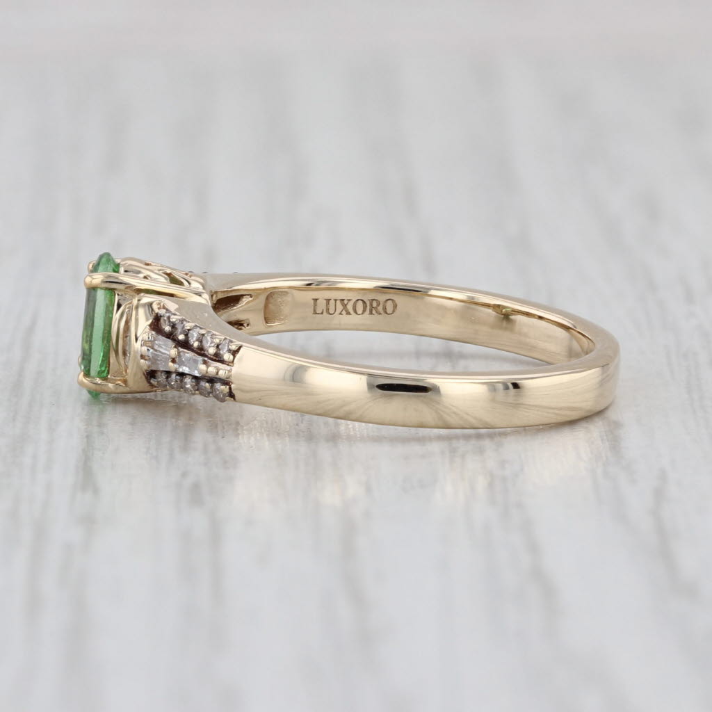 Luxoro 1.10ctw Grossular Green Garnet Diamond Ring 10k Yellow Gold Size 8