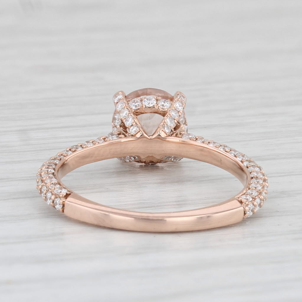 Light Gray 2.02ctw Peach Morganite Diamond Engagement Ring 14k Rose Gold Size 6.25