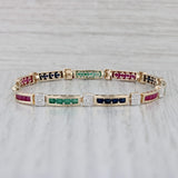 2.85ctw Emerald Ruby Sapphire Diamond Bracelet 10k Gold 7" 4.5mm