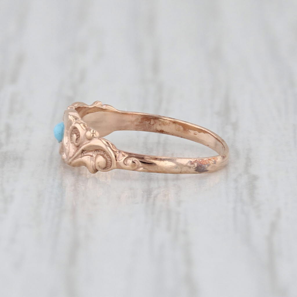 Antique Glass Baby Ring 10k Yellow Gold Small Size Band