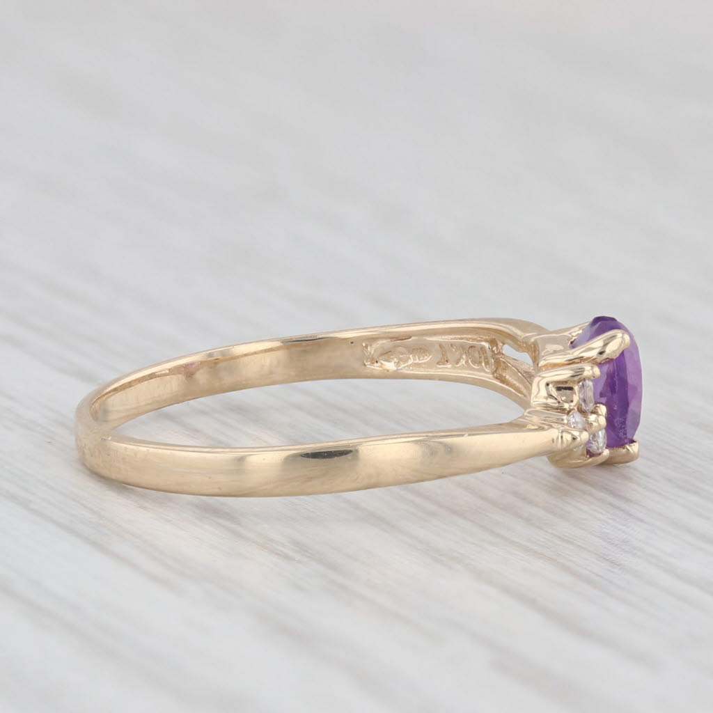 Light Gray 4.40ctw Amethyst Heart Cubic Ziroconia 10k Yellow Gold Ring Size 7