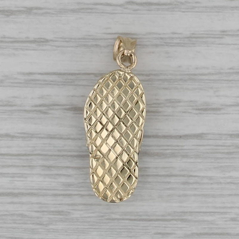 Lab Created Blue Spinel Cubic Zirconia Flip Flop Pendant 10k Yellow Gold