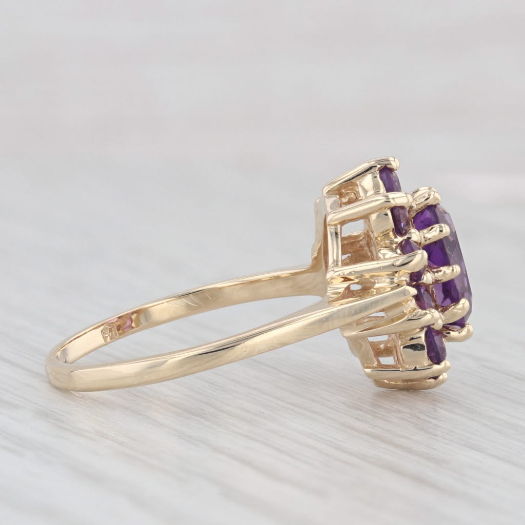 Light Gray 1.65ctw Amethyst Oval Halo Ring 14k Yellow Gold Size 7.5