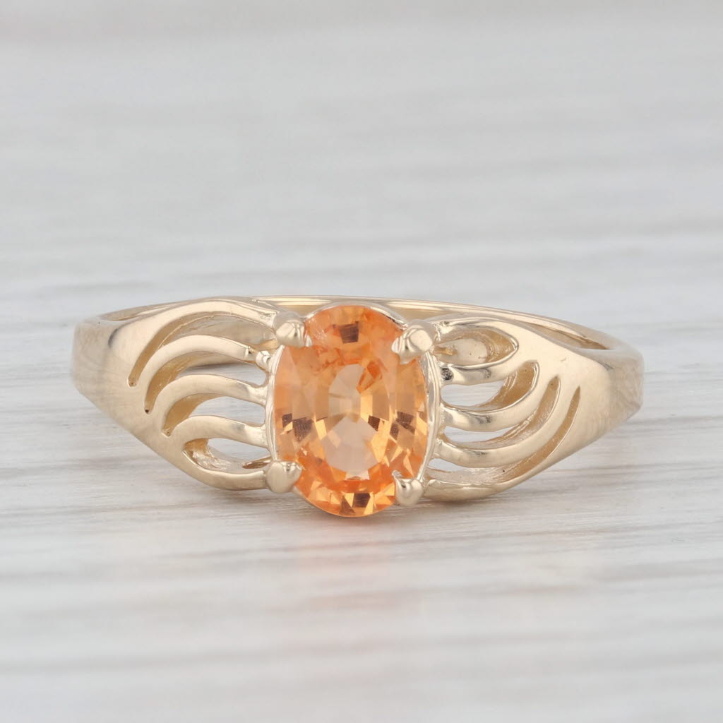 Light Gray 1ct Orange Spessatite Mandarin Garnet Ring 14k Yellow Gold Sz 7.5 Oval Solitaire