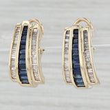 Light Gray 3ctw Blue Sapphire Diamond J-Hook Earrings 14k Yellow Gold Pierced Omega Backs