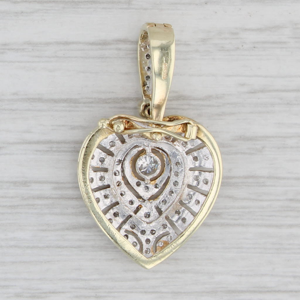 Gray 0.25ctw Diamond Heart Enhancer Pendant 14k Yellow Gold Clip Bail