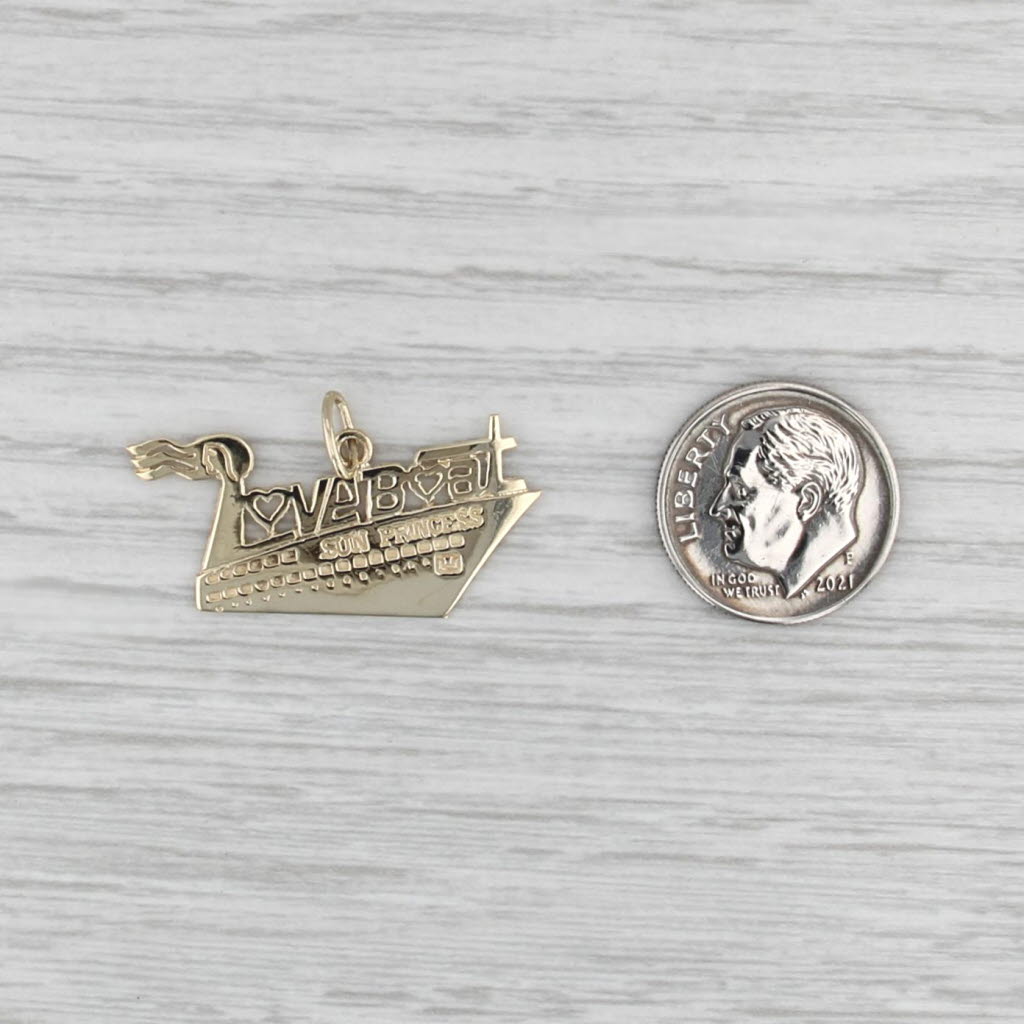 Viintage Love Boat Sun Princess Pendant 14k Yellow Gold Charm Travel Souvenir