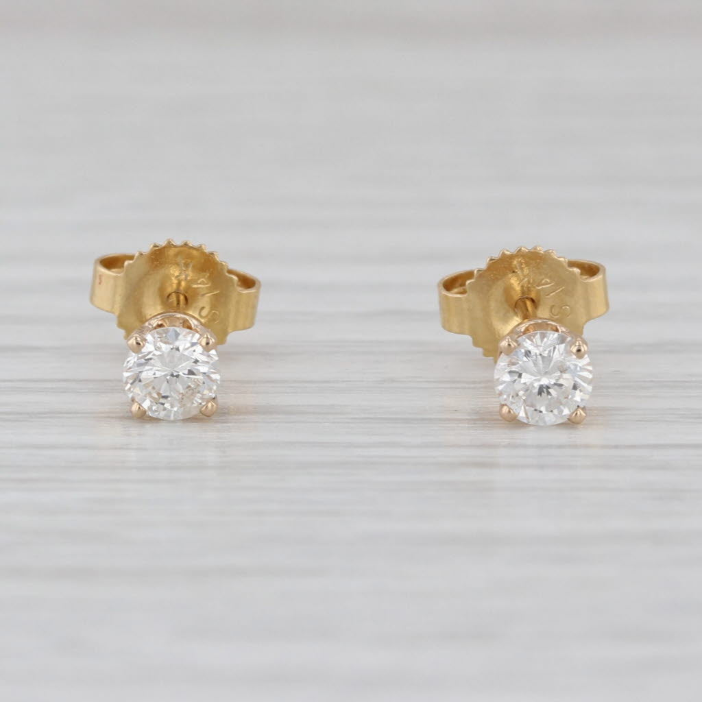 0.44ctw Diamond Stud Earrings 14k Yellow Gold Round Solitaire Studs