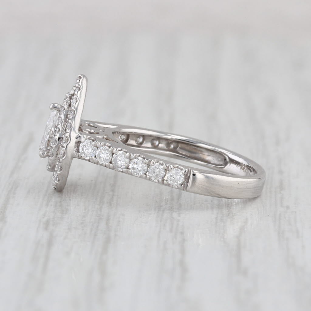 0.86ctw Teardrop Pear Halo Engagement Ring 14k White Gold Size 6