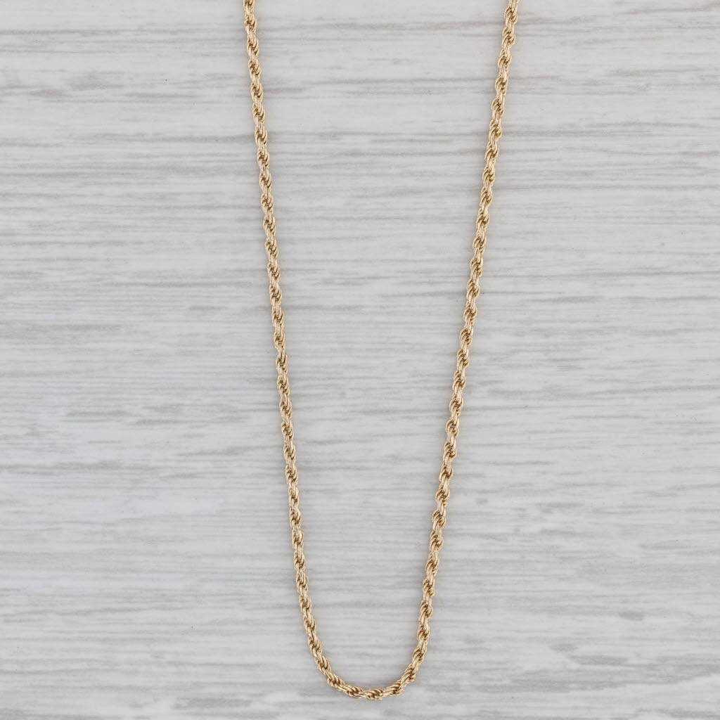 Gray 24" 1.4mm Rope Chain Necklace 14k Yellow Gold Lobster Clasp