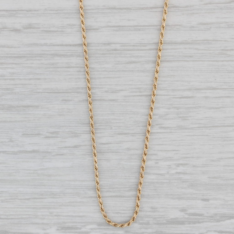 24" 1.4mm Rope Chain Necklace 14k Yellow Gold Lobster Clasp