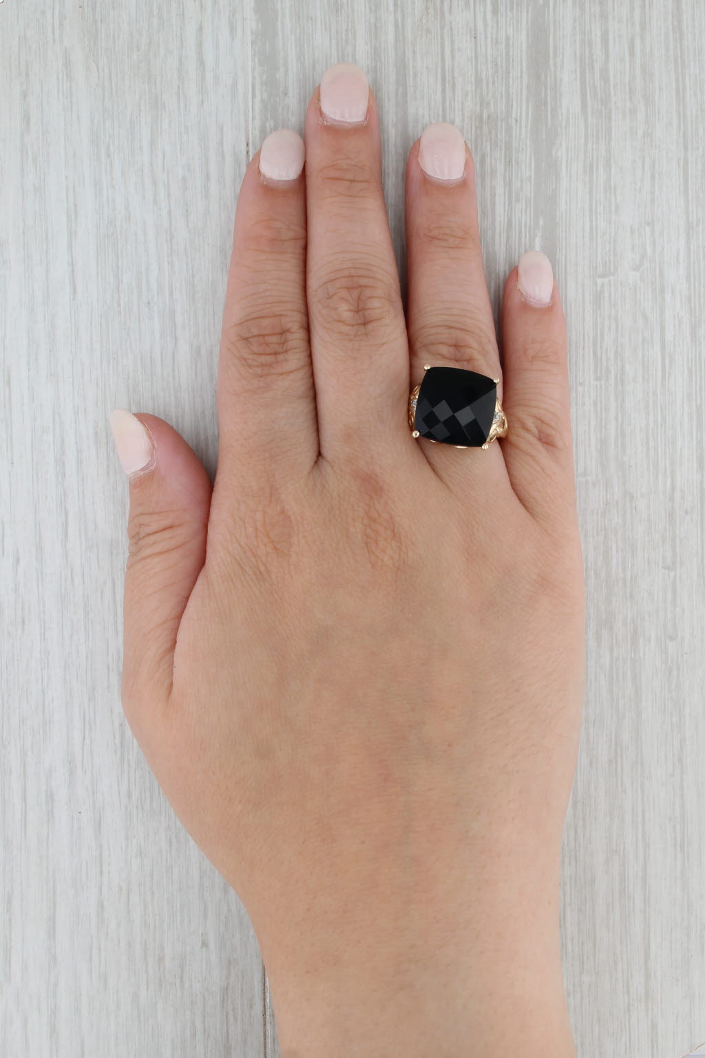 12.03ct Obsidian Diamond Ring 10k Yellow Gold Size 7 Cocktail