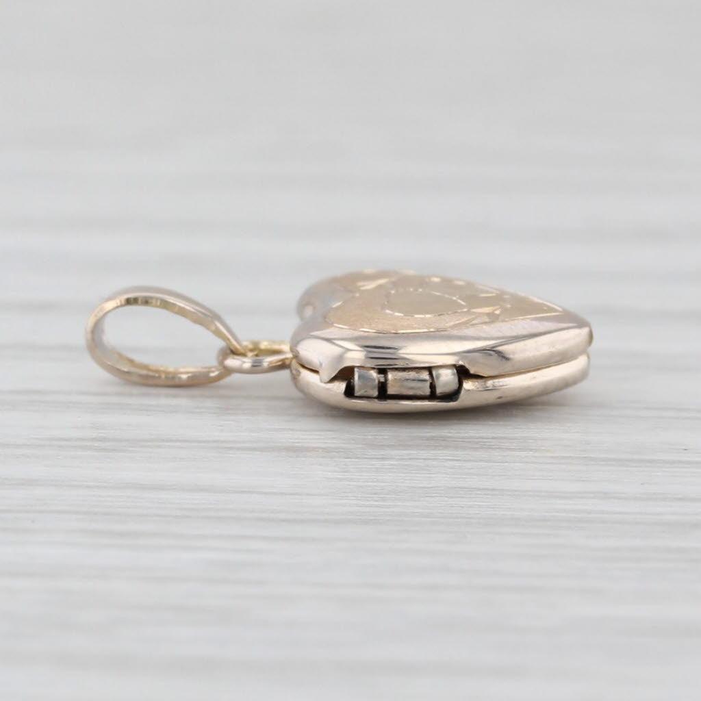 Small Heart Picture Locket Pendant 14k Yellow Gold Opens