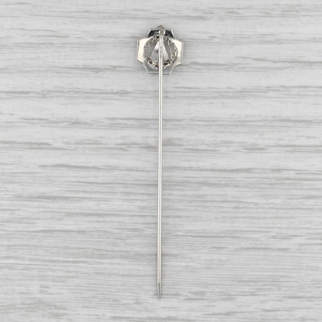 Vintage Diamond Stickpin 14k White Gold Filigree