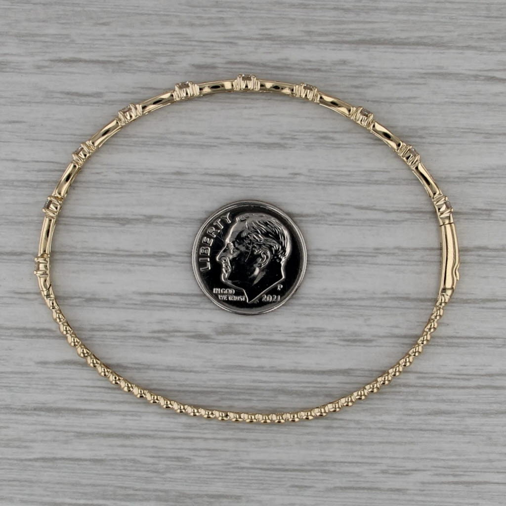 1.25ctw Diamond Bangle Bracelet 14k Yellow Gold 6.75" Stackable