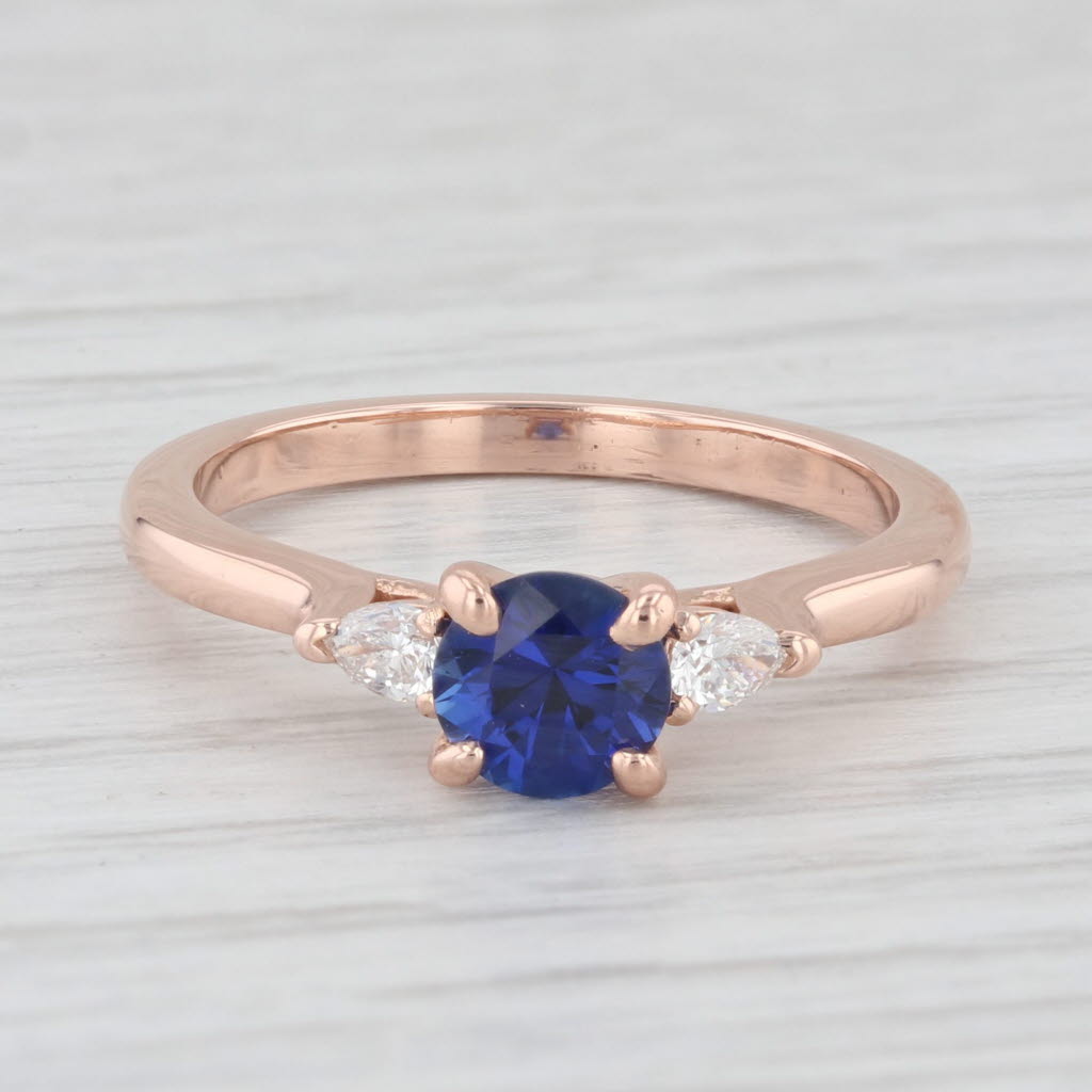 Light Gray 0.92 ctw Lab Created Sapphire Diamond Ring 14K Rose Gold Size 6.5