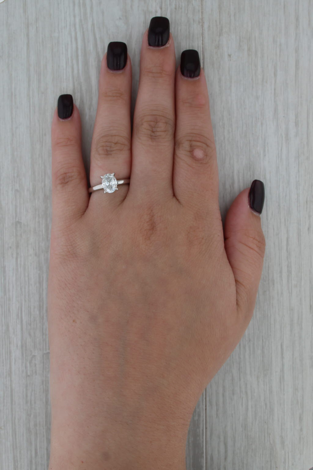 GIA 1.29ct Oval Diamond Solitaire Engagement Ring 14k White Gold Size 7