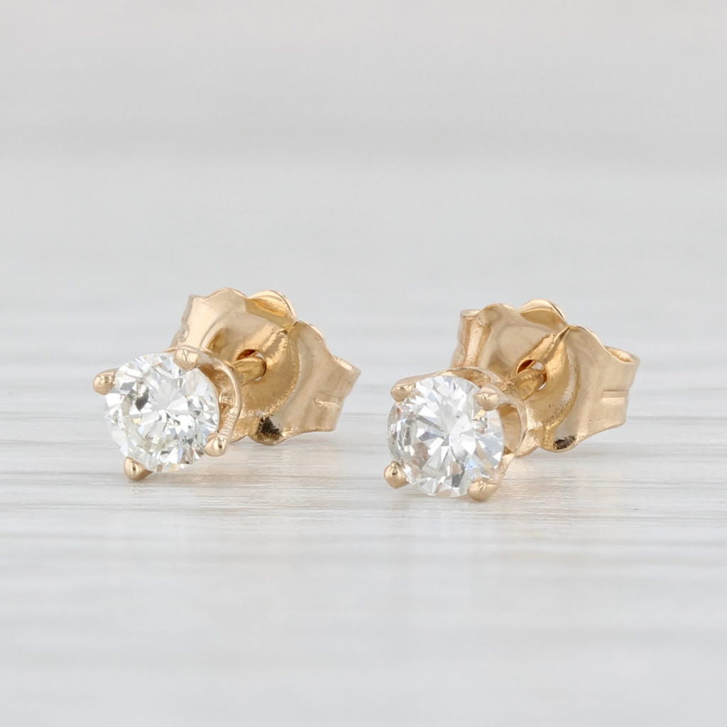 Light Gray 0.33ctw Solitaire Diamond Stud Earrings 14k Yellow Gold Round Studs