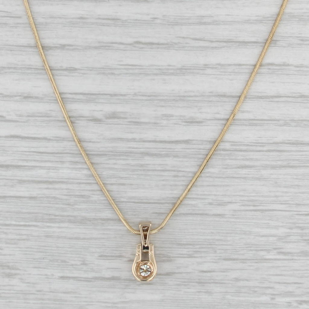 0.36ctw Round Diamond Pendant Necklace 14k Yellow Gold 16" Snake Chain