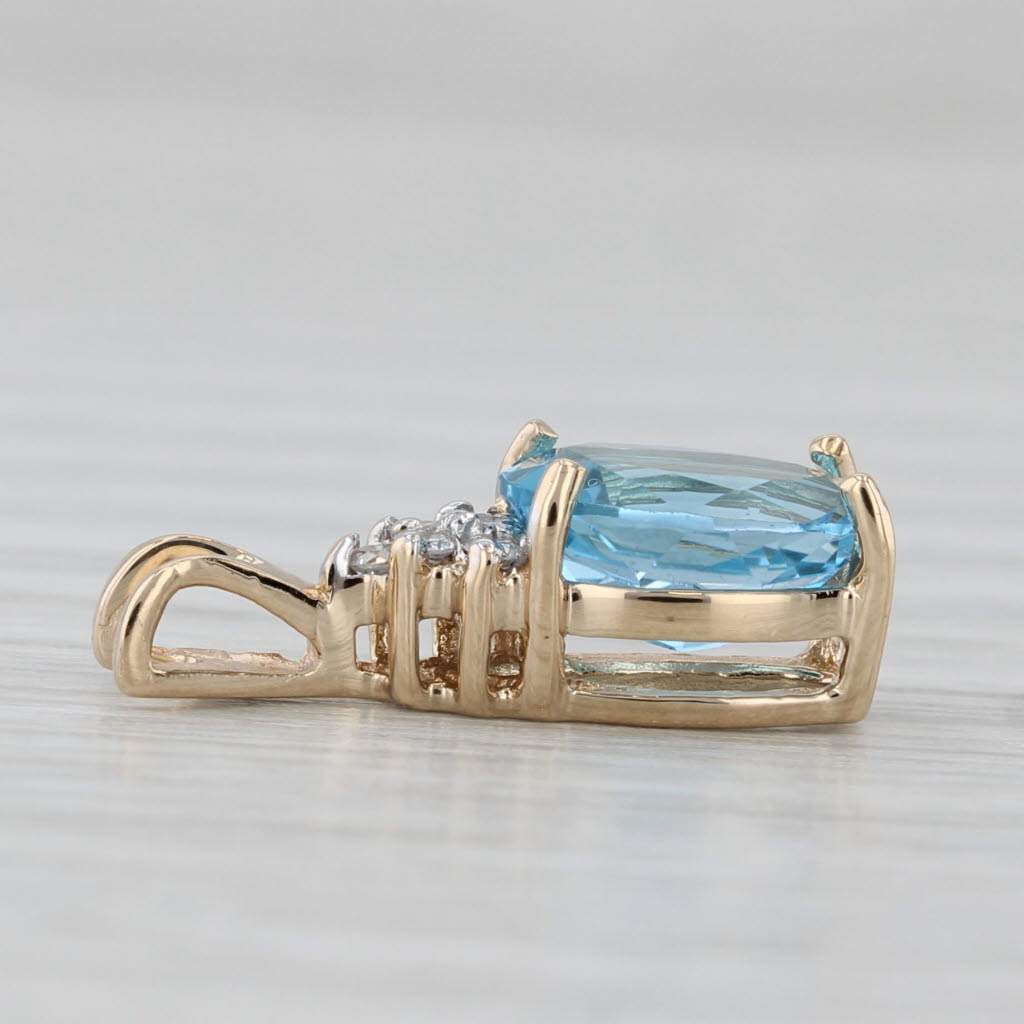 Gray 1.92ctw Blue Topaz Diamond Pendant 14k Yellow Gold