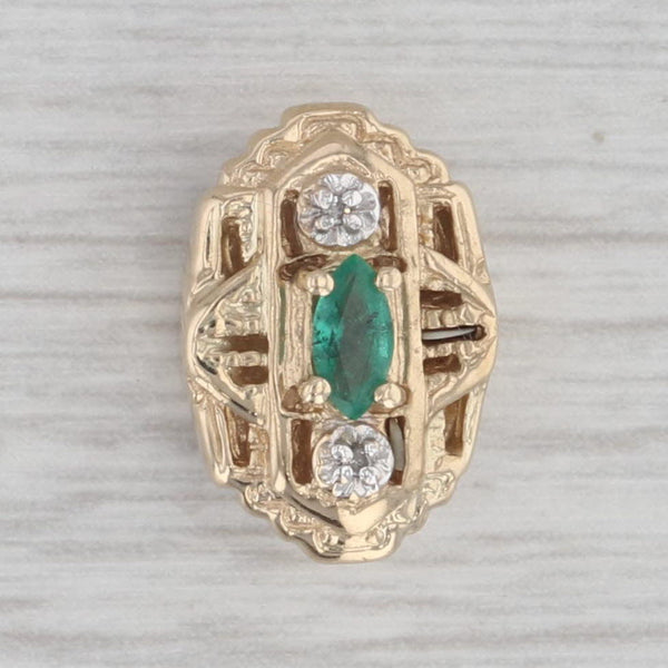 Gray Richard Klein 0.18ct Emerald Diamond Slide Bracelet Charm 14k Gold Vintage