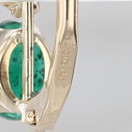 0.90ctw Emerald Diamond Drop Earrings 14k Yellow Gold Level Backs