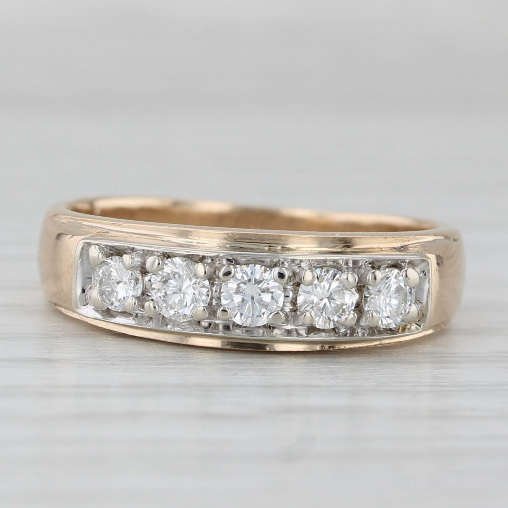 Light Gray 0.42ctw Diamond Wedding Ring 14k Gold Size 7.75 Band Stackable Anniversary