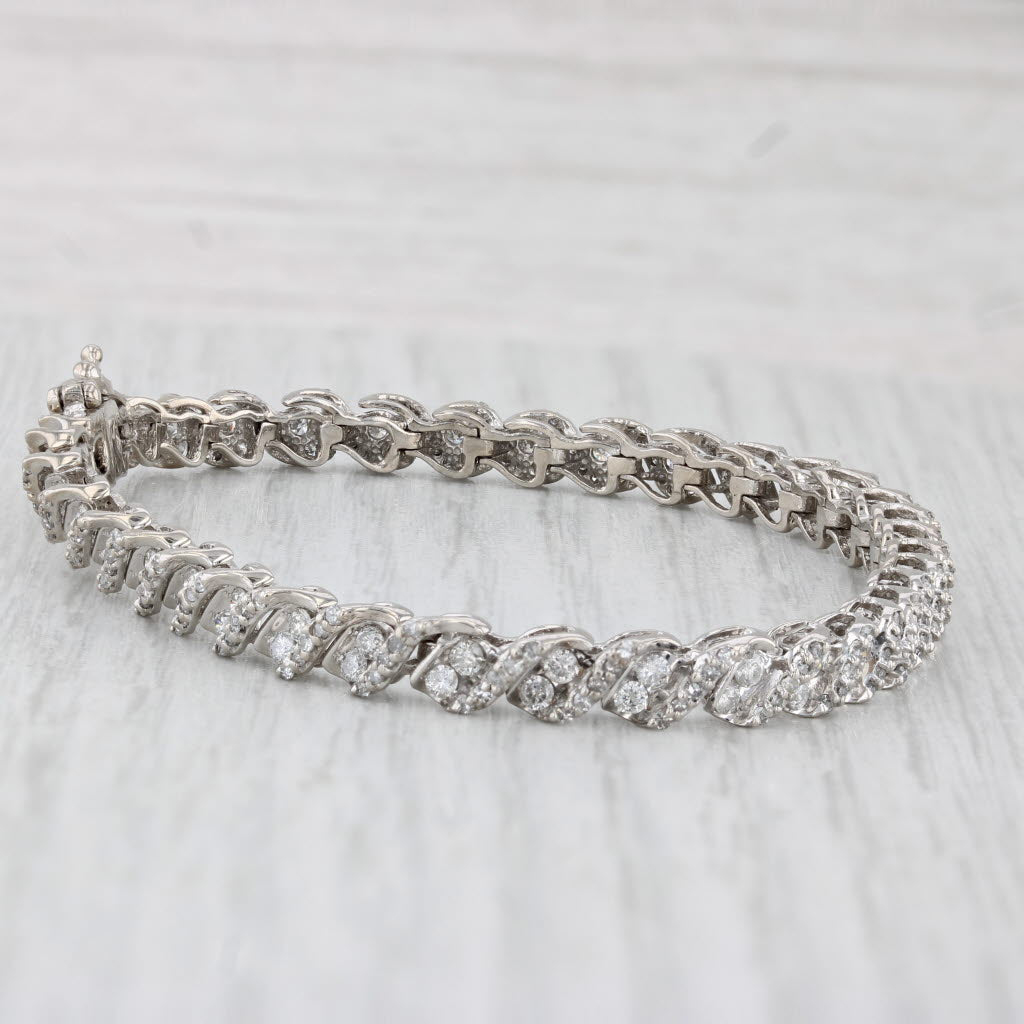Light Gray 2.85ctw Diamond Tennis Bracelet 10k White Gold 7.25" 5mm