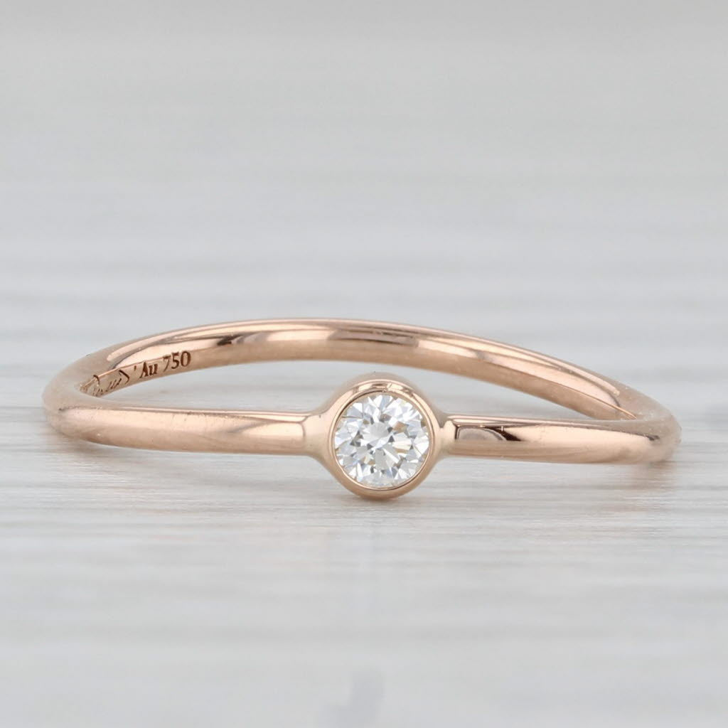 Light Gray Tiffany Diamond Solitaire Wave Ring w/ Box 18k Rose Gold Size 4.5 Perreti