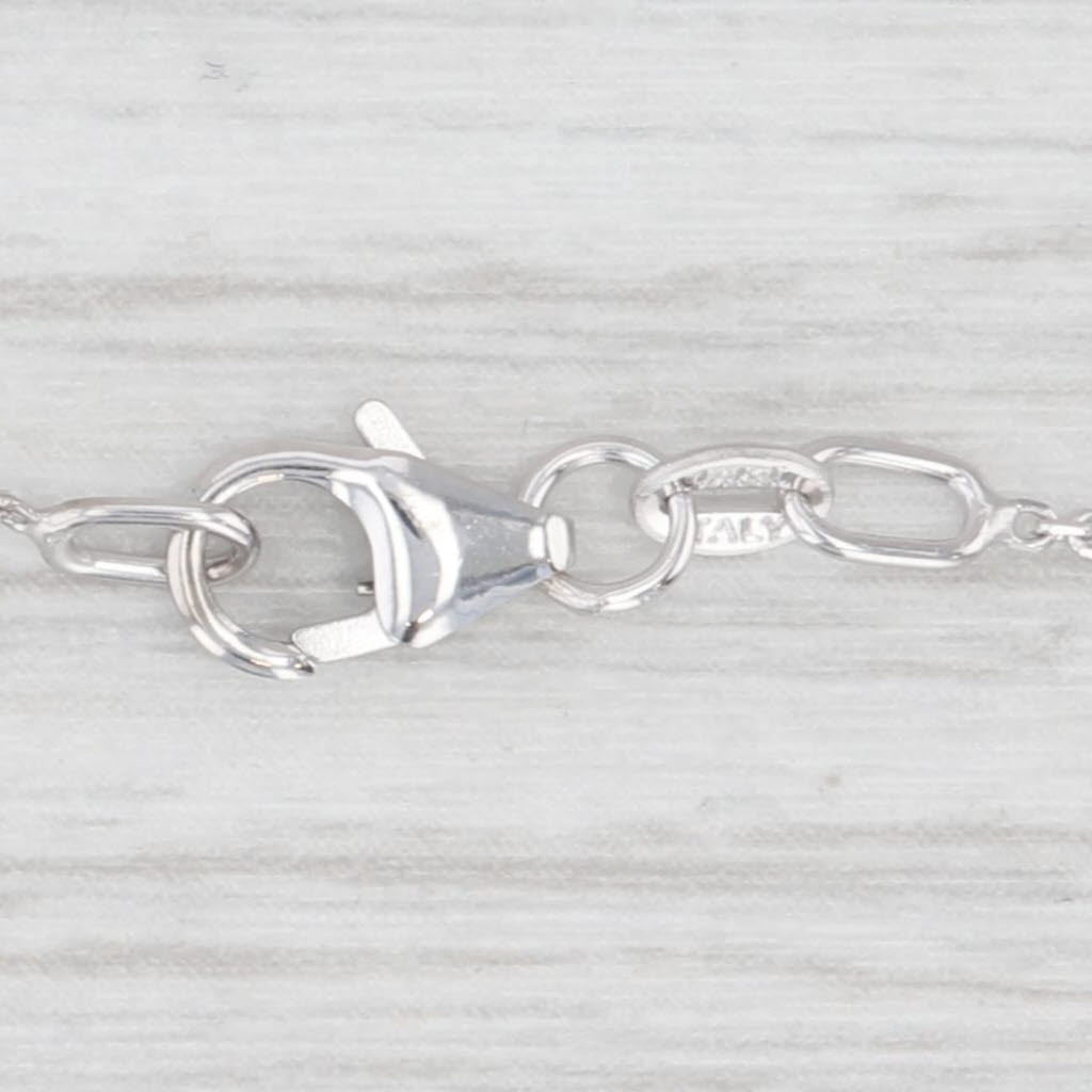 Light Gray 0.59ctw Blue Topaz Diamond Halo Pendant Necklace 14k White Gold 17" Cable Chain