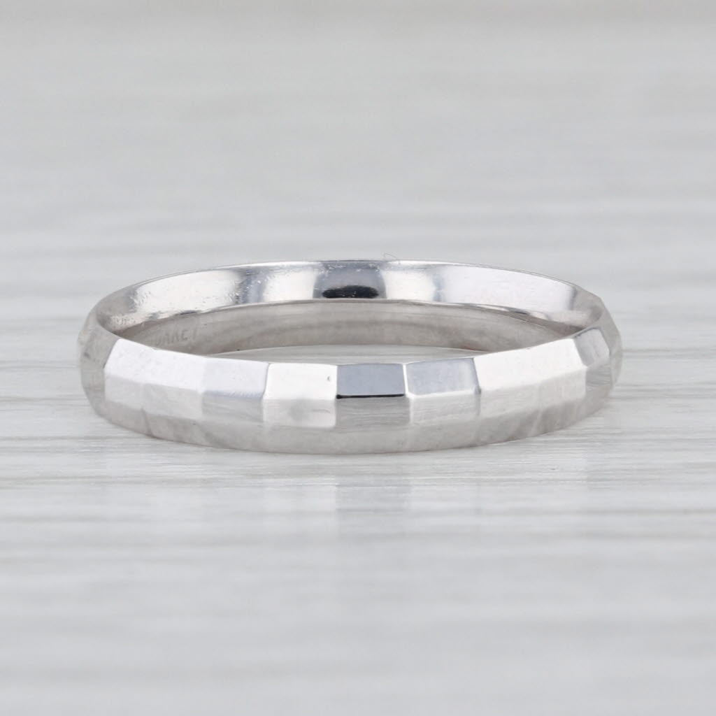 Beveled Band Ring 14k White Gold Size 5 Stackable Wedding Band
