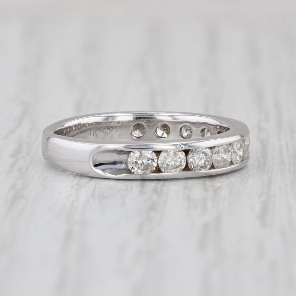 1ctw Diamond Wedding Band 14k White Gold Anniversary Stackable Ring Size 7