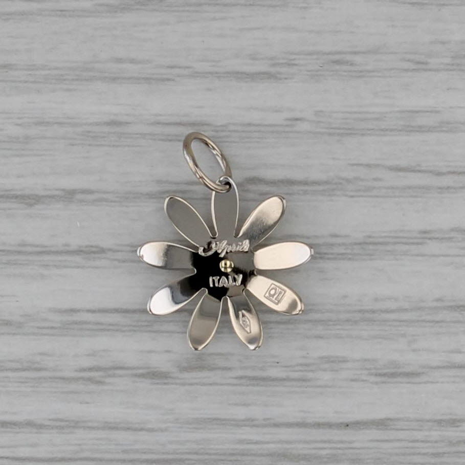 Small Daisy Flower Pendant 14k White Yellow Gold Charm Italian