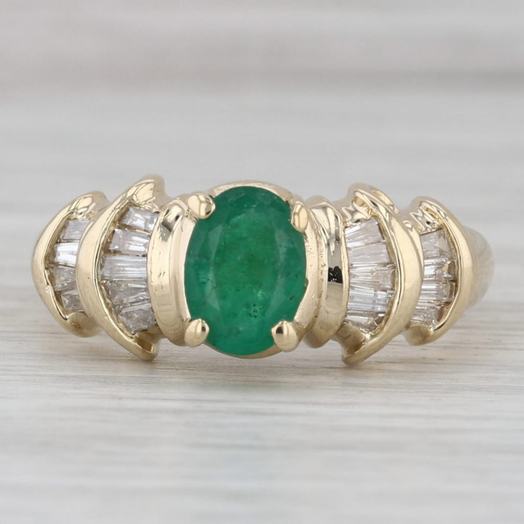 0.96ctw Emerald Diamond Ring 14k Yellow Gold Size 6.75