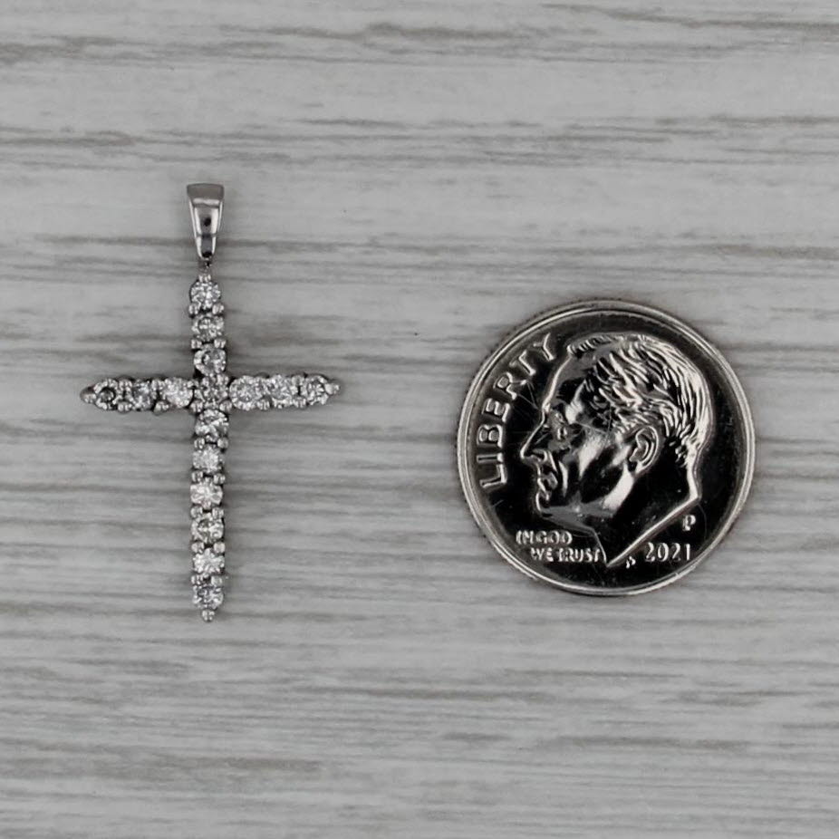0.42ctw Diamond Platinum Cross Pendant Fine Religious Jewelry