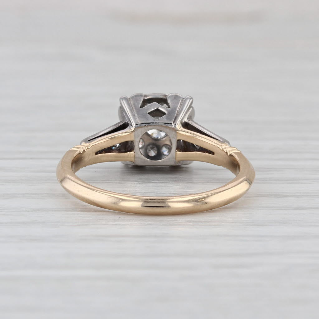 Vintage 0.34ctw Diamond Cluster Ring 14k White Yellow Gold Size 7 Cathedral