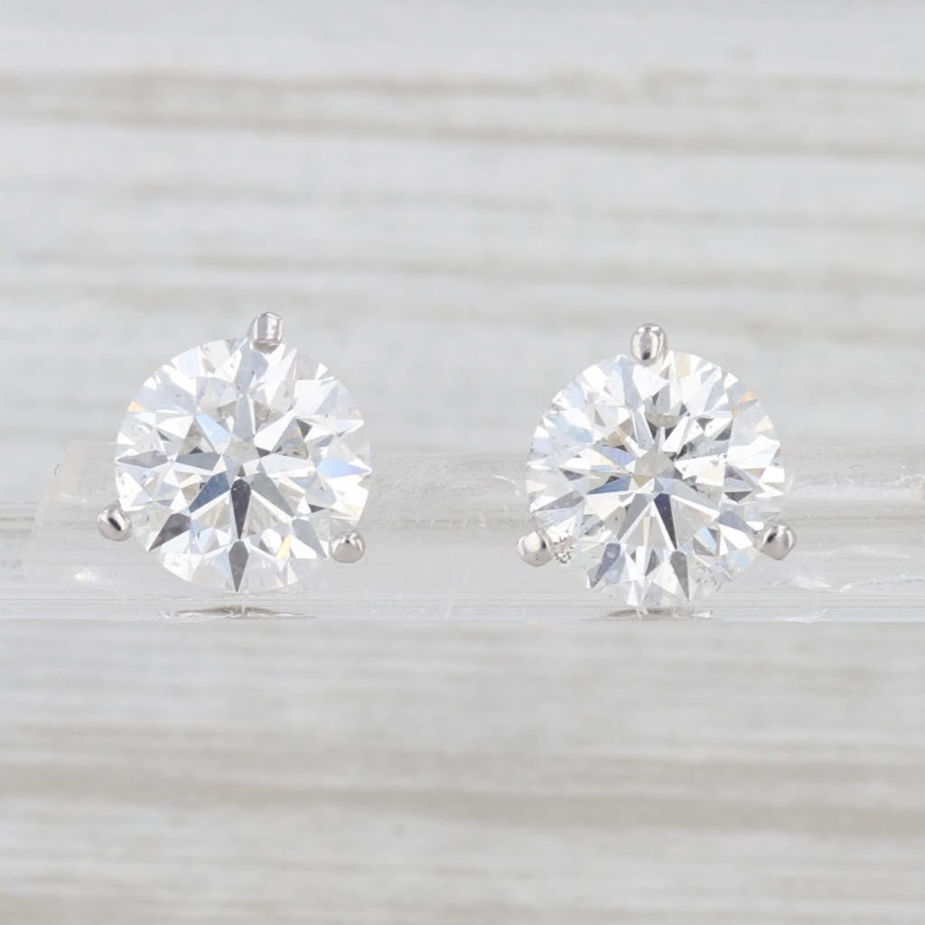 4.53ctw Round Diamond Solitaire Stud Earrings 14k Gold Screw Back Studs GIA